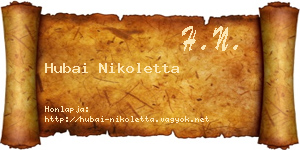 Hubai Nikoletta névjegykártya